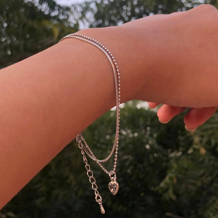 Double Chain Love Bracelet - Black - Salty Accessories