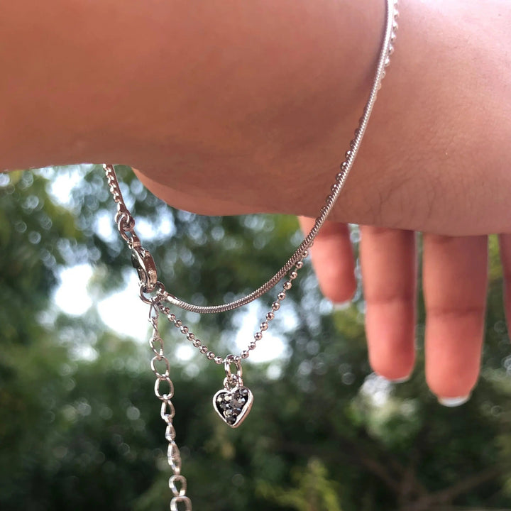 Double Chain Love Bracelet - Black - Salty Accessories