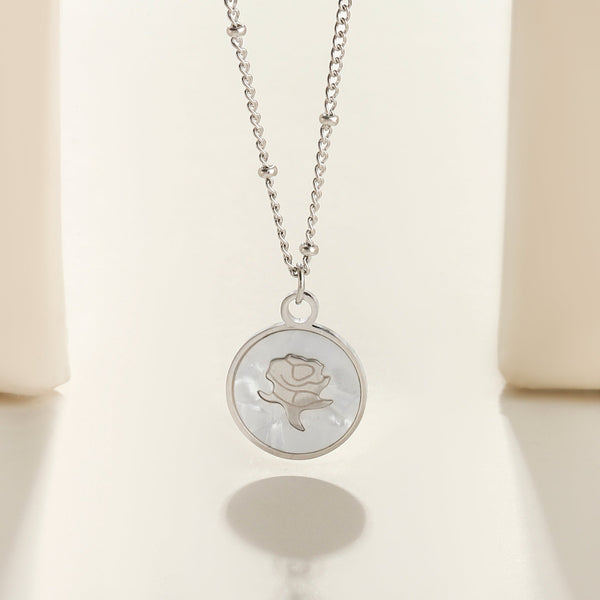 Heirloom Rose Silver Necklace
