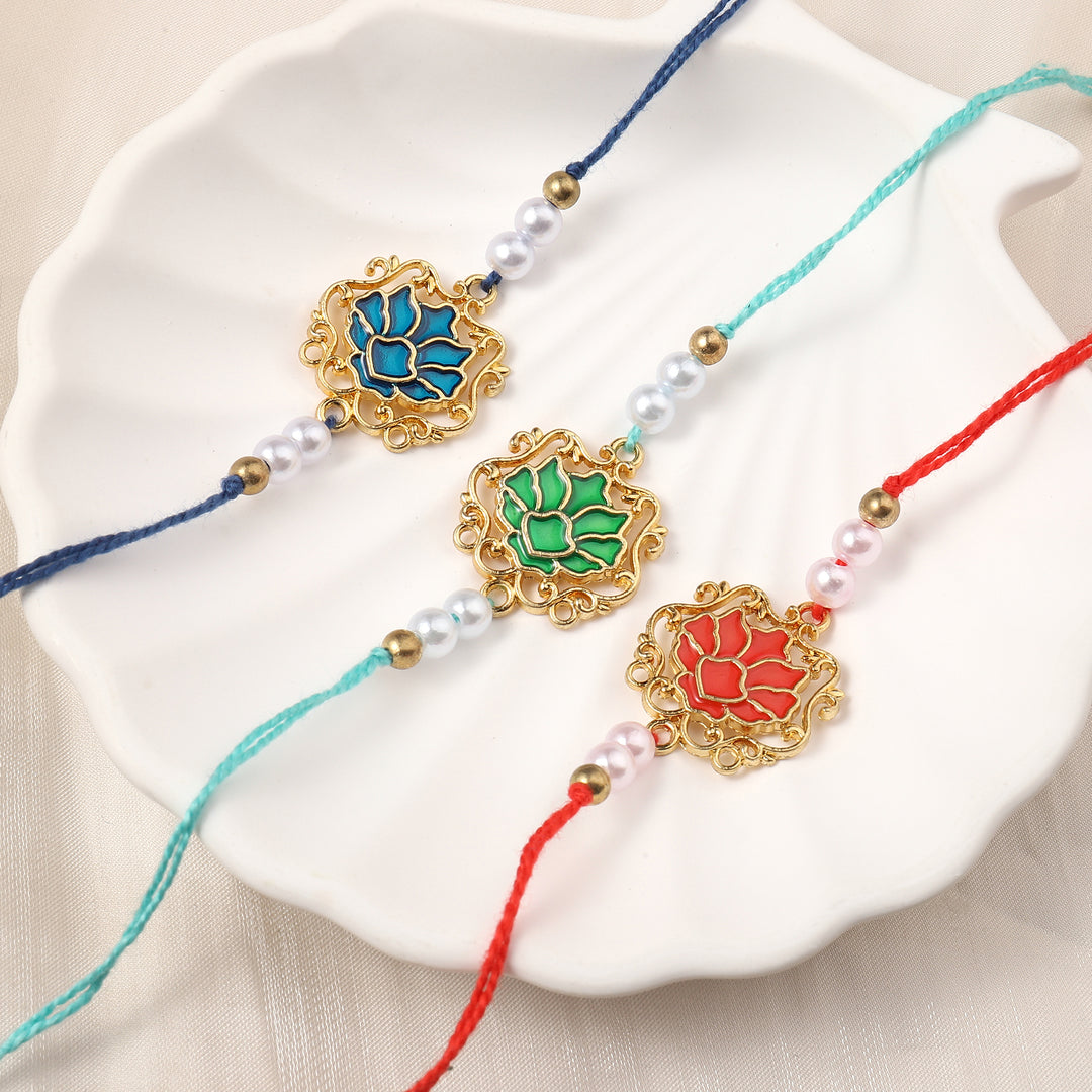 Set of 3 Lotus Blessing Rakhis - Salty Accessories