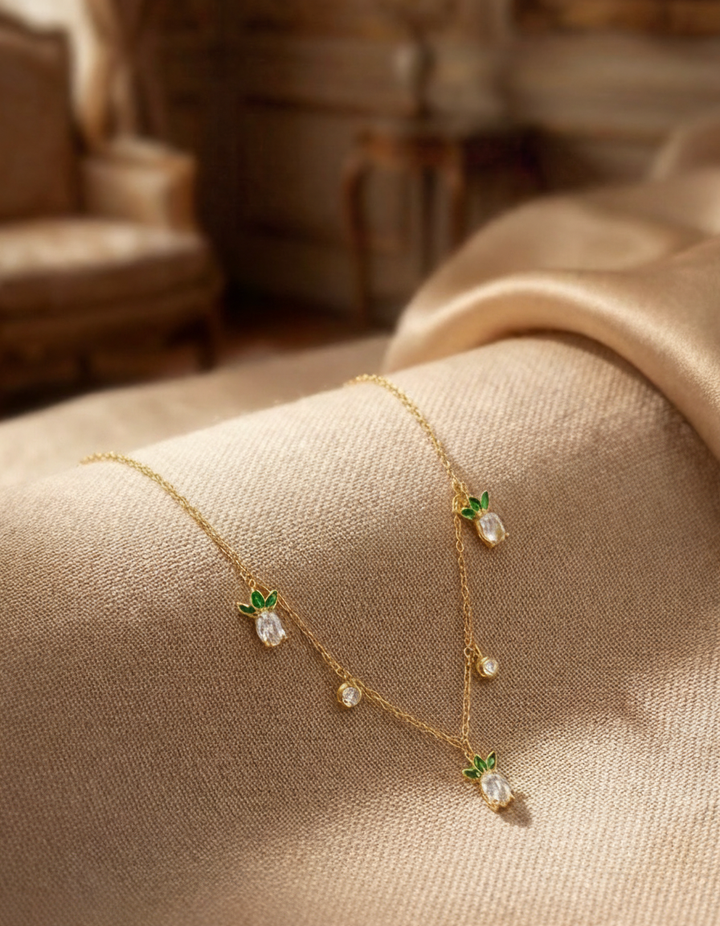 Golden Pineapple Charm Necklace
