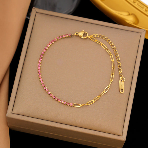 Serelle Paper Link Tennis Bracelet - Pink