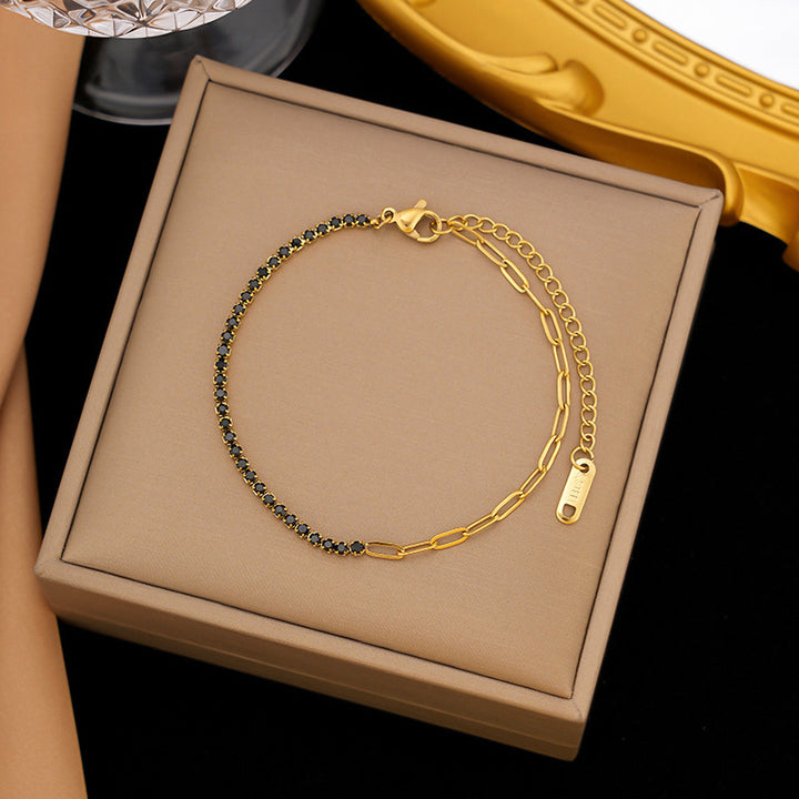 Serelle Paper Link Tennis Bracelet - Black