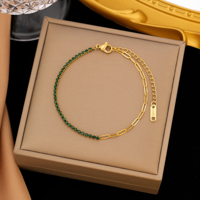 Serelle Paper Link Tennis Bracelet - Green