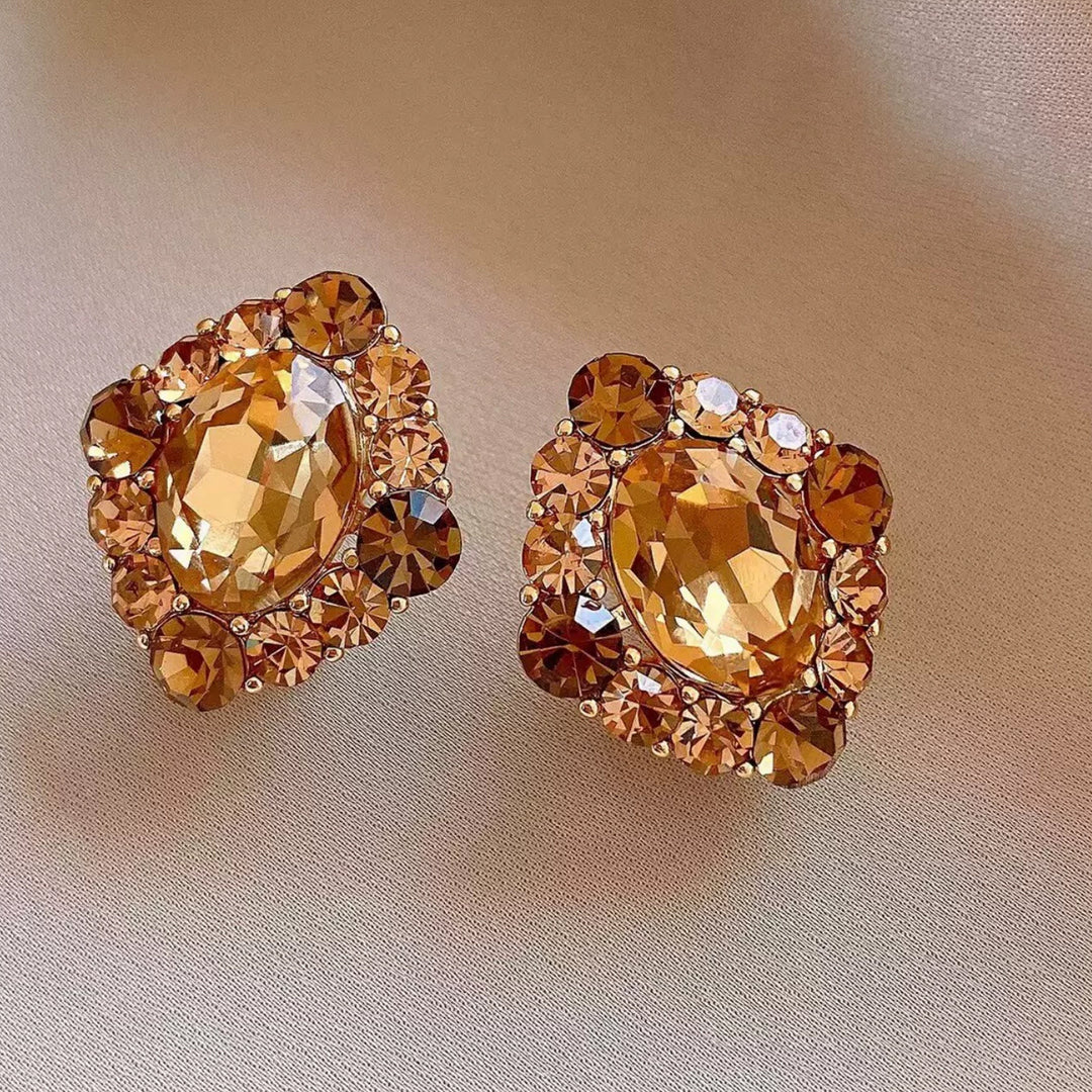Topaz Halo Statement Earrings