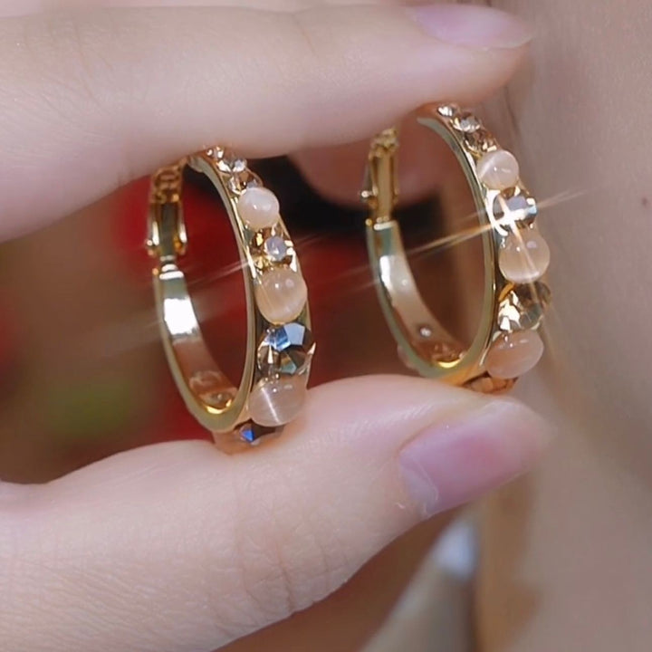 Lustre Accent Hoop Earrings - Light Brown