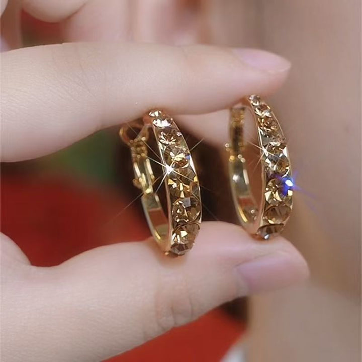 Lustre Accent Hoop Earrings - Brown
