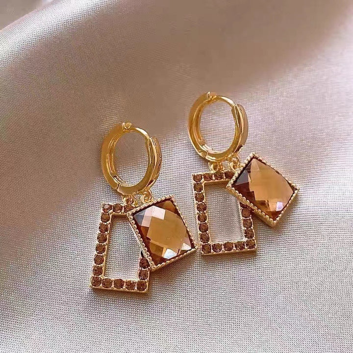 Geo Luxe Frame Drop Earrings