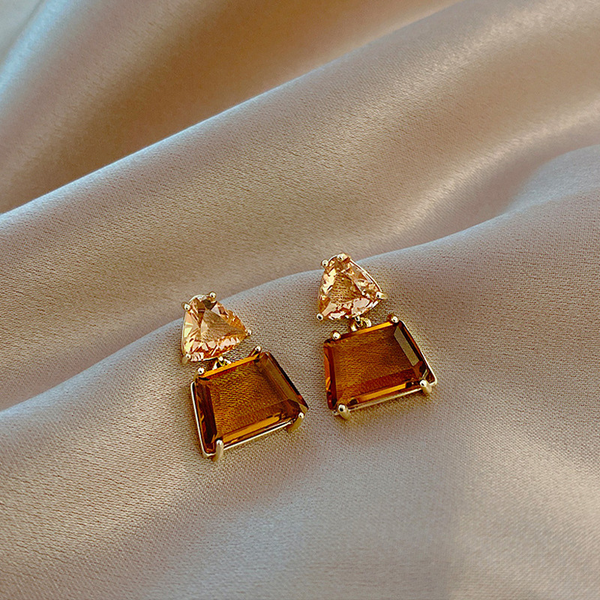 Afterglow Geometric Drop Earrings - Brown