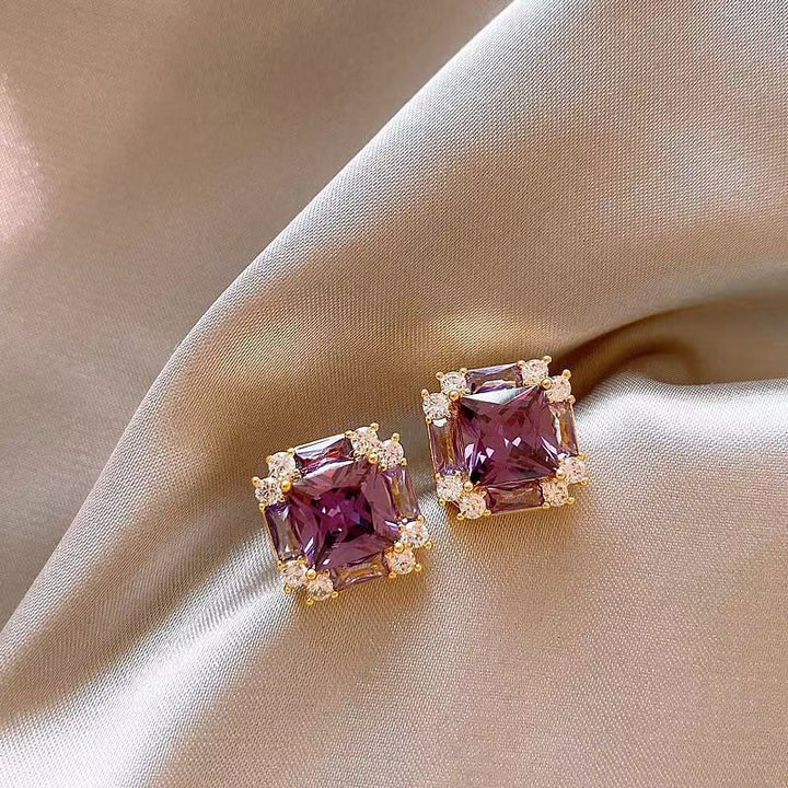 Plum Prism Stud Earrings