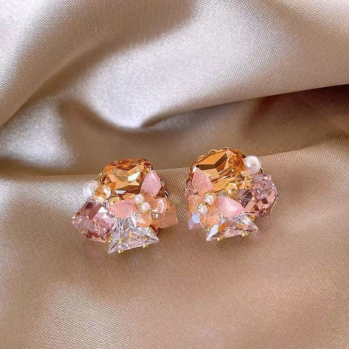 Butterfly Prism Cluster Earrings - Pink