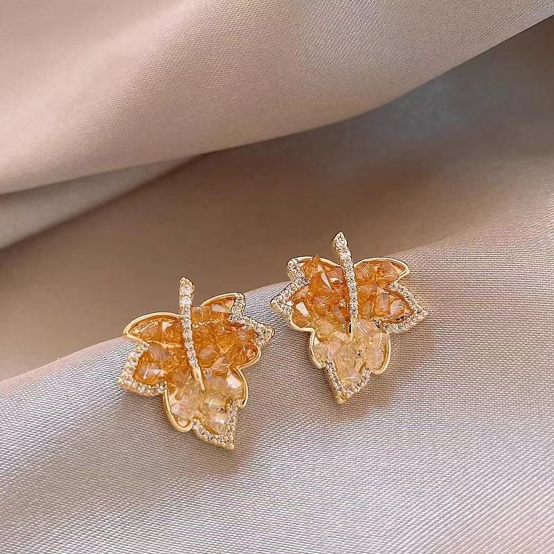 Maple Leaf Radiance Stud Earrings
