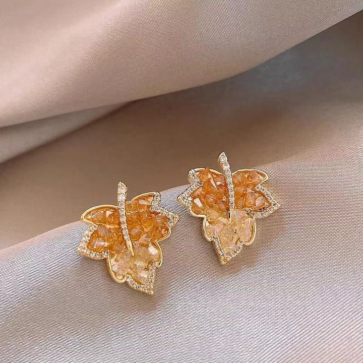 Maple Leaf Radiance Stud Earrings