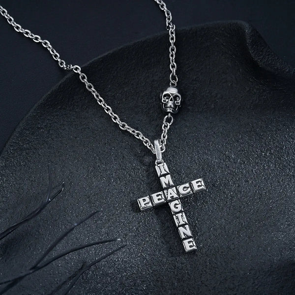 Imagine Peace Cross Pendant Necklace