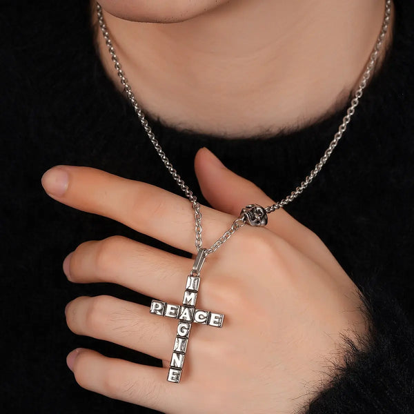 Imagine Peace Cross Pendant Necklace
