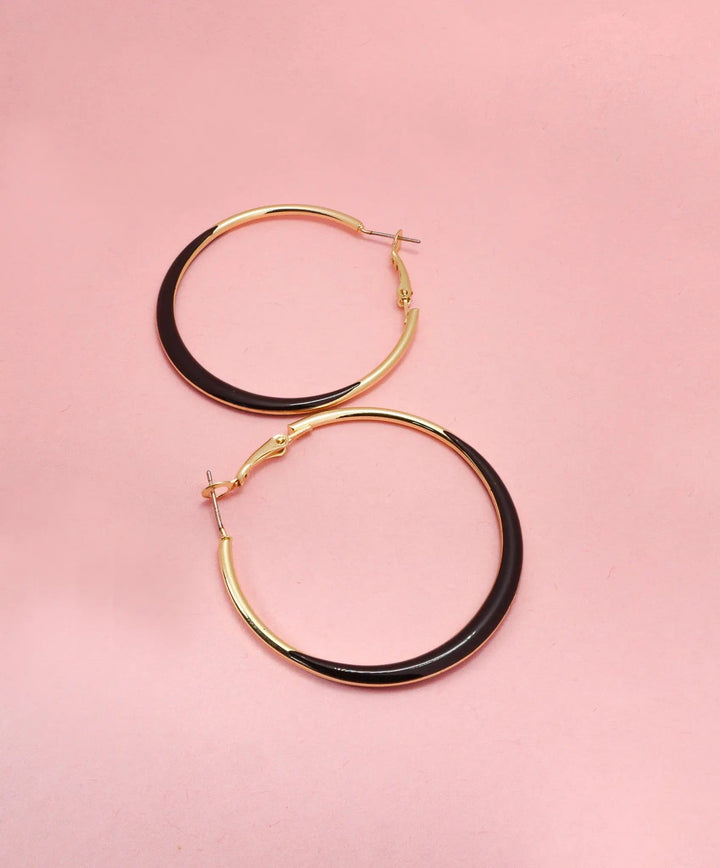 In Trend Gold Black Hoops - Salty Accessories