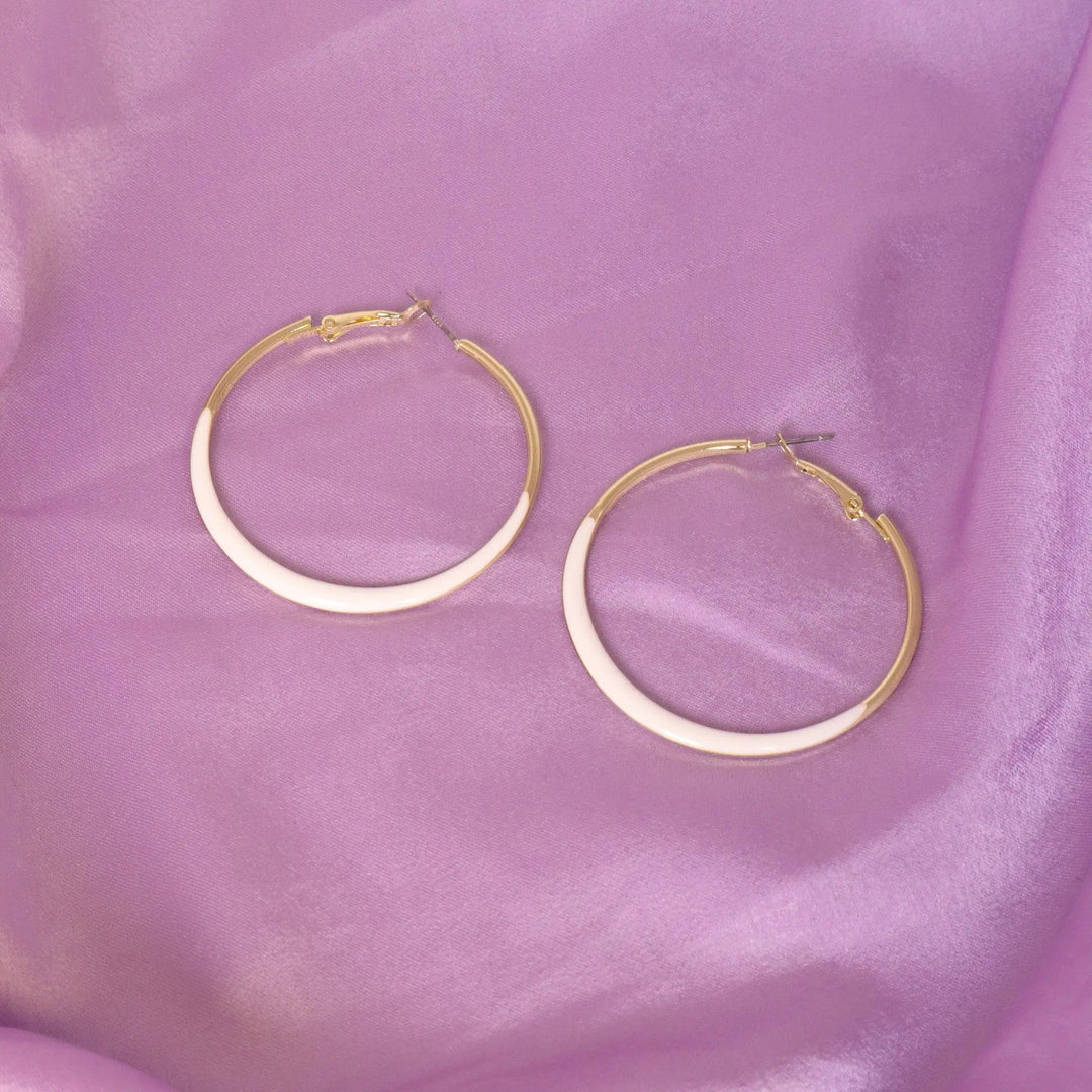 In Trend Gold White Hoops - Medium