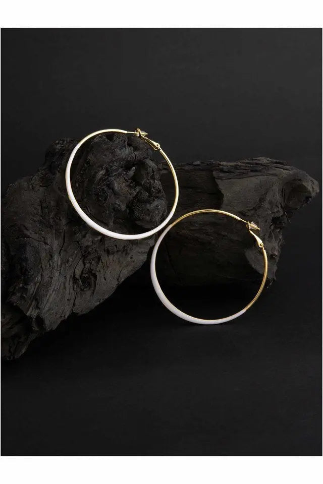 In Trend Gold White Hoops - Salty Accessories