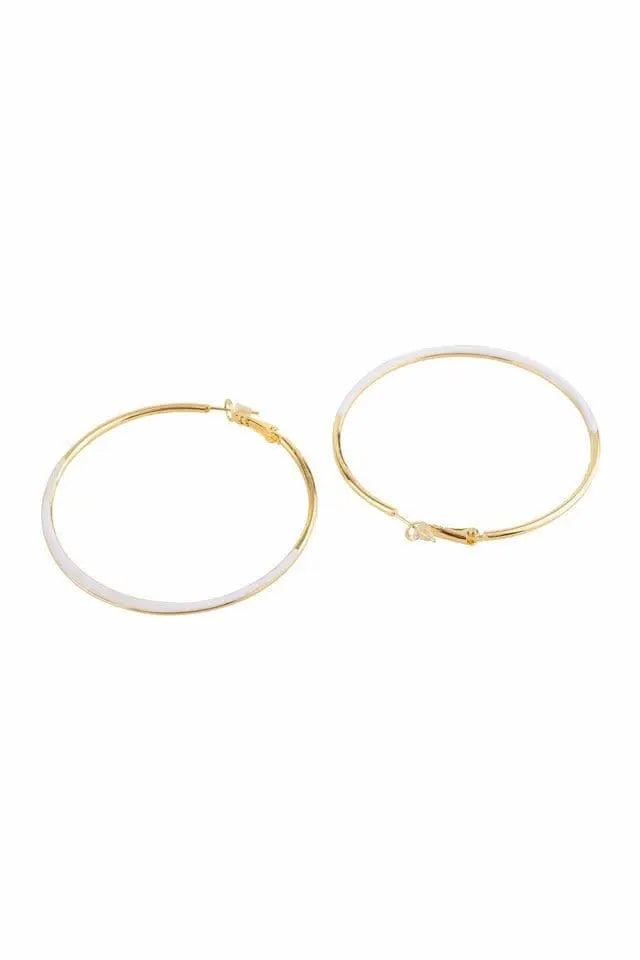 In Trend Gold White Hoops - Salty Accessories