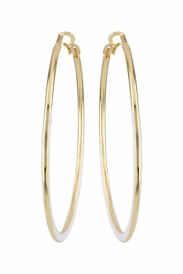 In Trend Gold White Hoops - Salty Accessories