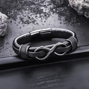 Infinity Knot Leather Bracelet - Black | Salty