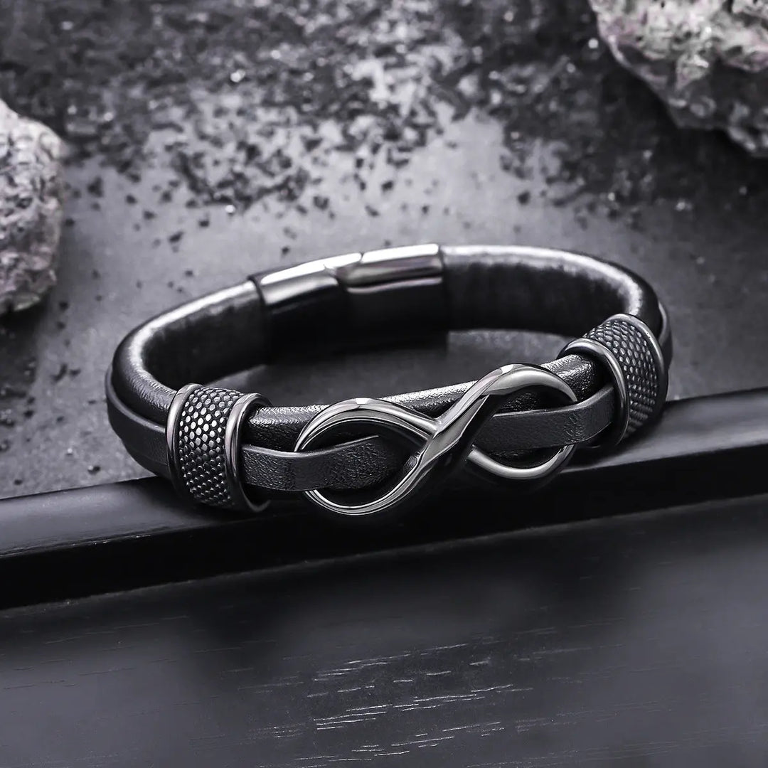 Infinity Knot Leather Bracelet - Black | Salty