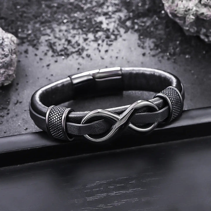 Infinity Knot Leather Bracelet - Black | Salty