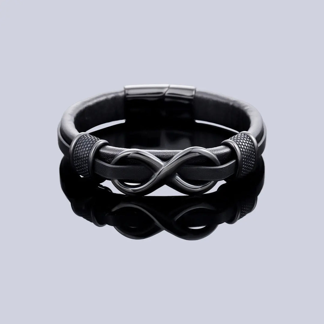 Infinity Knot Leather Bracelet - Black | Salty