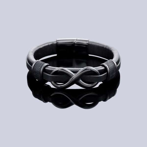 Infinity Knot Leather Bracelet - Black