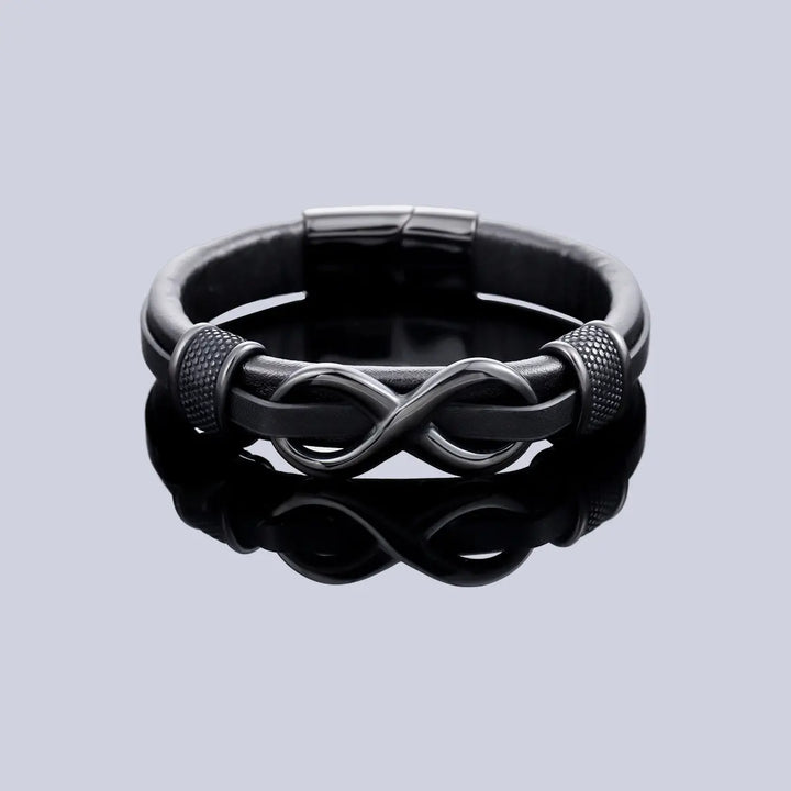 Infinity Knot Leather Bracelet - Black | Salty