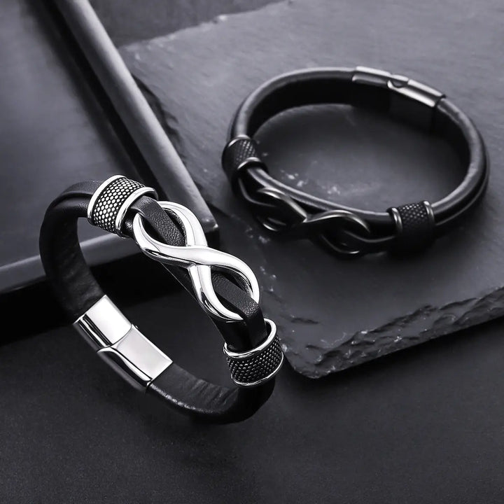 Infinity Knot Leather Bracelet - Black | Salty