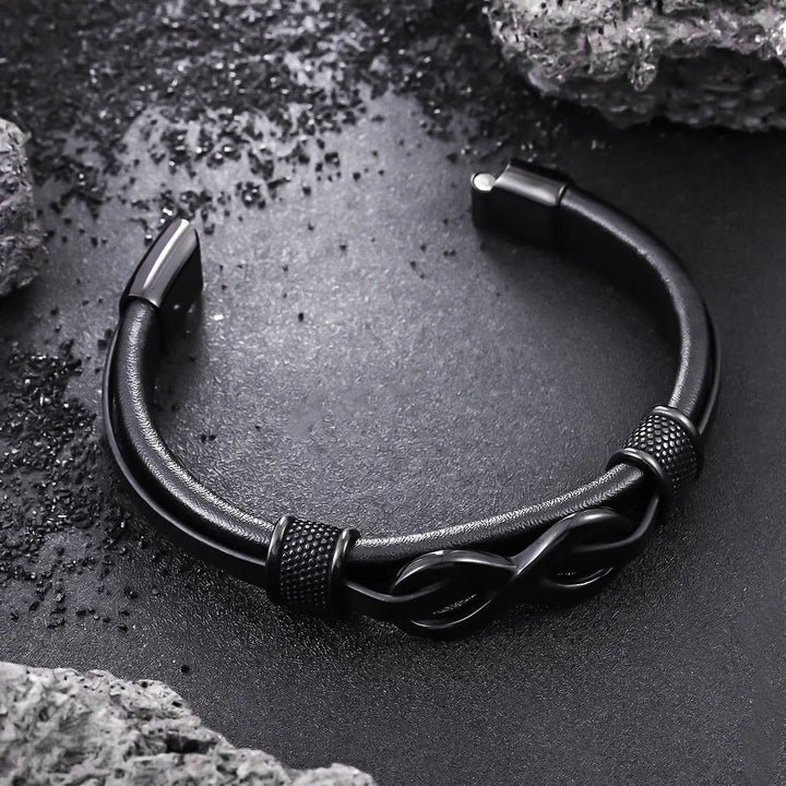 Infinity Knot Leather Bracelet - Black | Salty