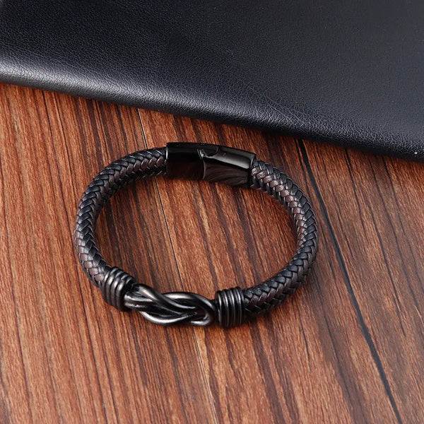 Infinity Knot Leather Bracelet - Brown
