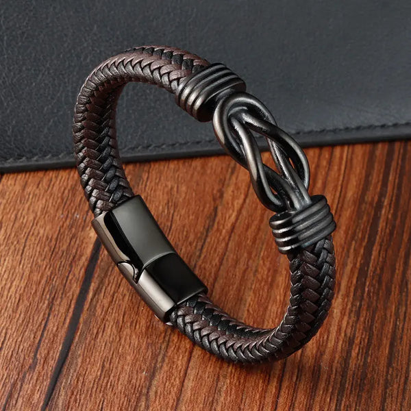 Infinity Knot Leather Bracelet - Brown