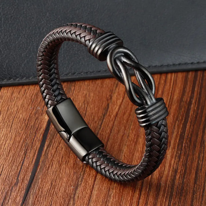 Infinity Knot Leather Bracelet - Brown | Salty