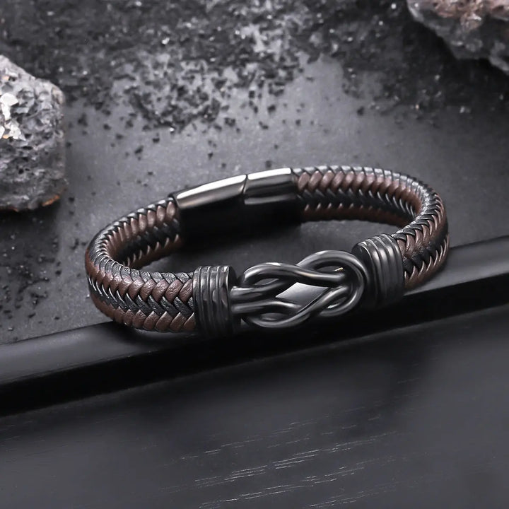 Infinity Knot Leather Bracelet - Brown | Salty