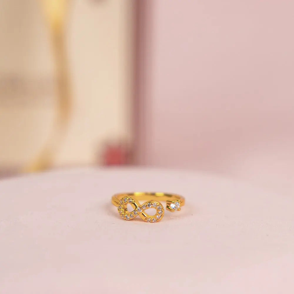 Infinity Mother's Love Golden Crystal Necklace and Ring set for Mother. | Salty