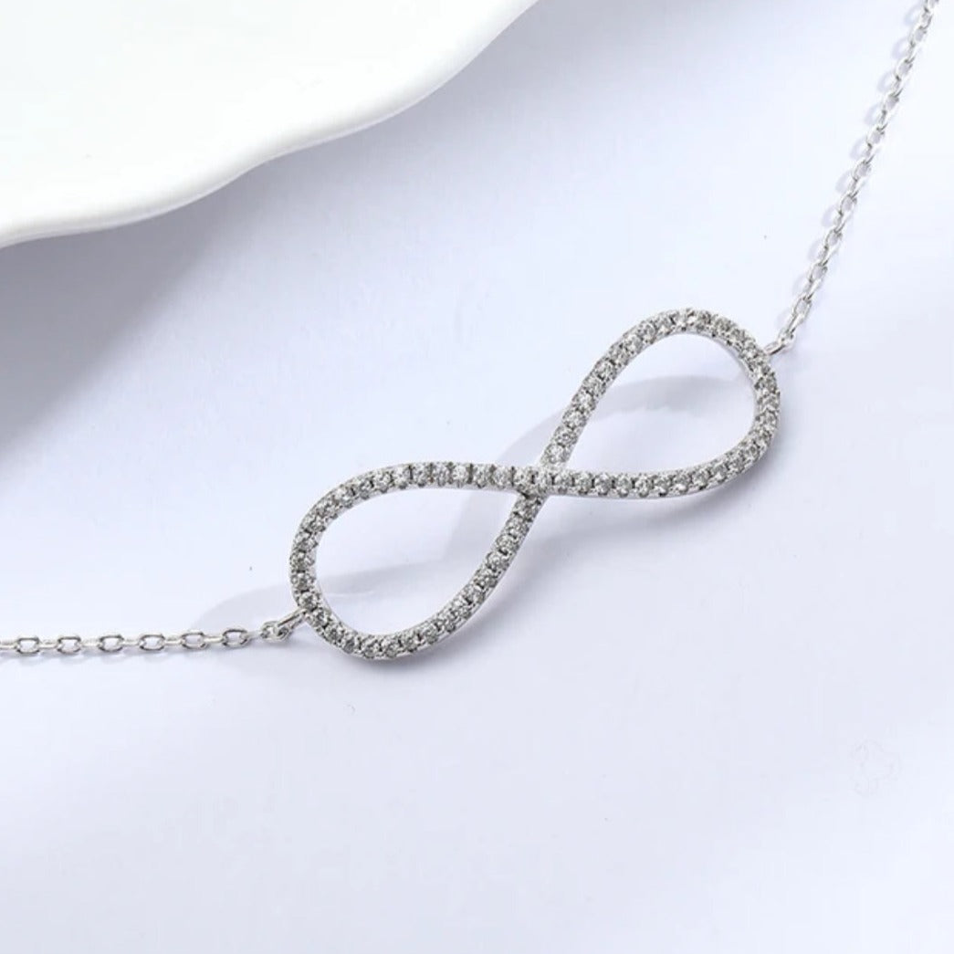 Infinity Love Silver Crystal Necklace Salty