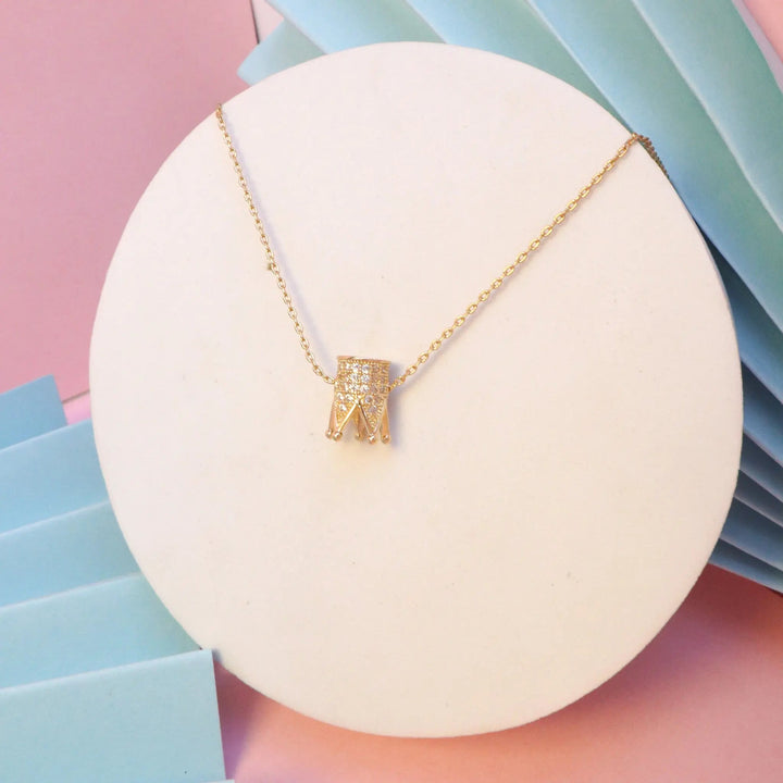 Inlaid Crown Necklace - Gold - Salty Accessories