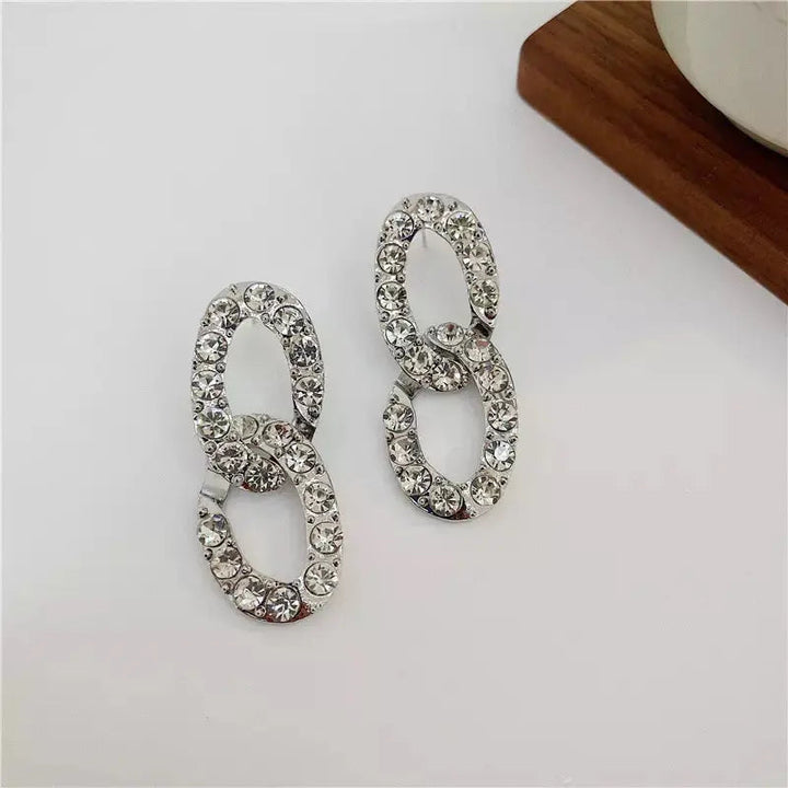 Inlaid Rhinestone Cuban Interlink Chain Earrings - Salty Accessories