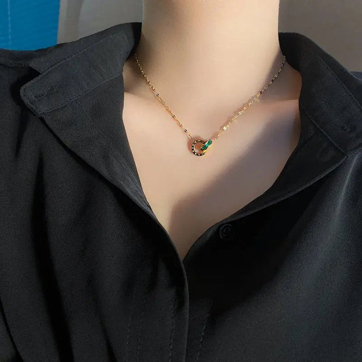 Interlooped Together Forever Necklace - Green - Salty Accessories