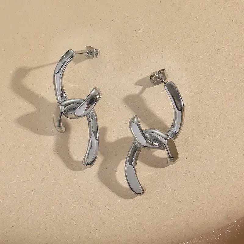 Intersecting Silver In Trend Earrings