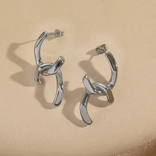 Intersecting Silver In Trend Earrings