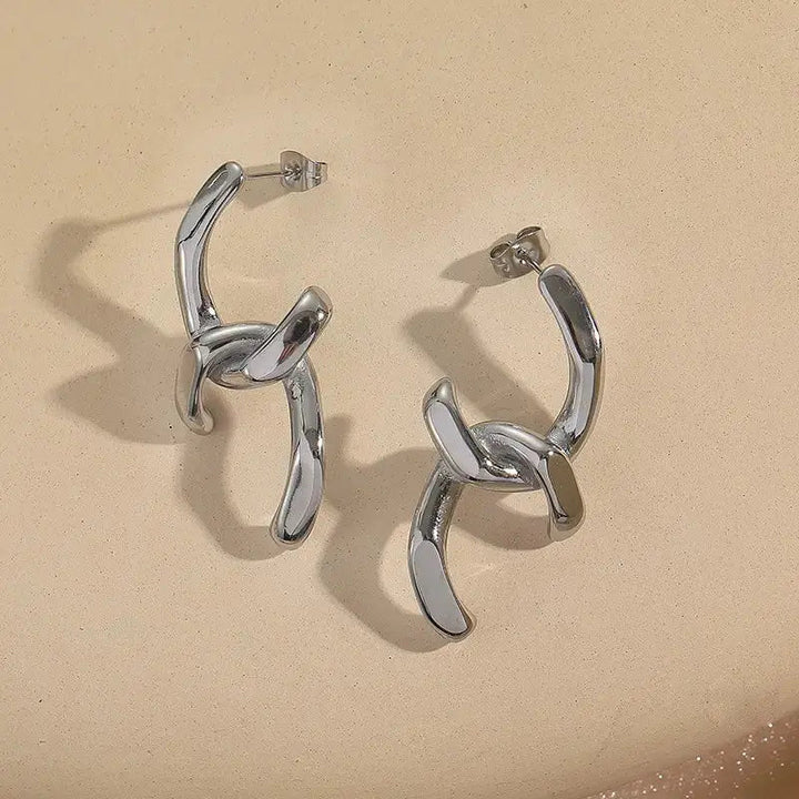 Intersecting Silver In Trend Earrings