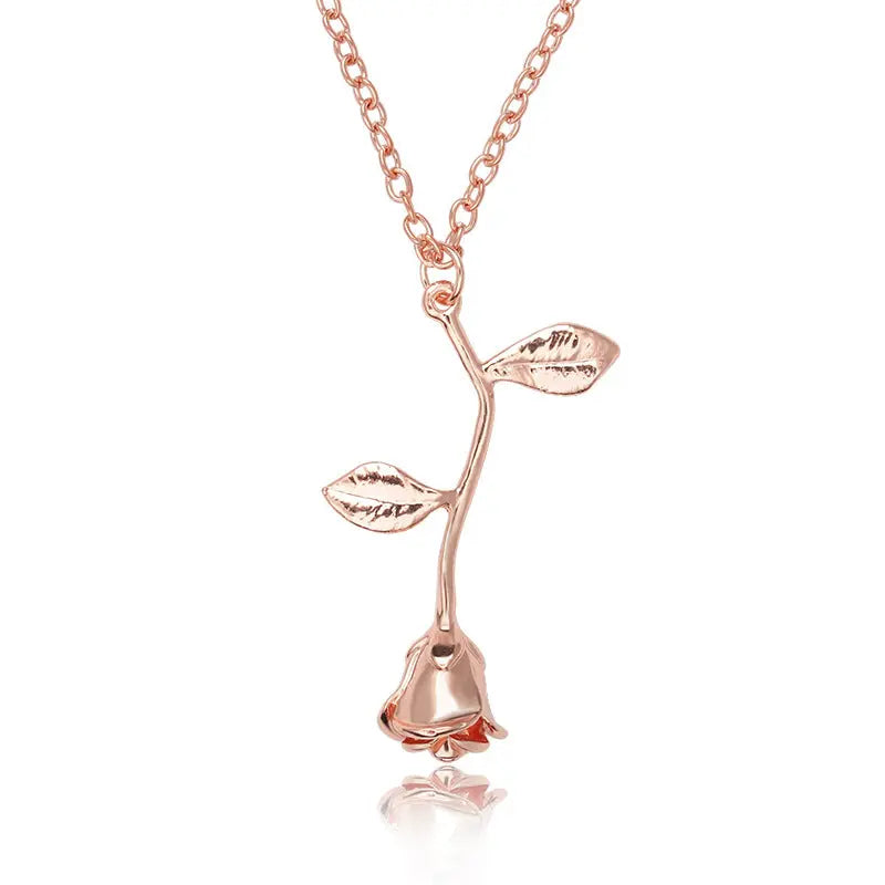 Inverted Gold Beast Rose Necklace - Salty Accessories