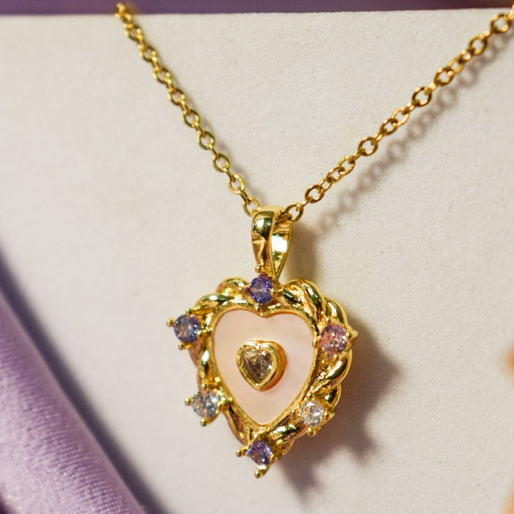Ivory Heart Golden Necklace - Salty Accessories
