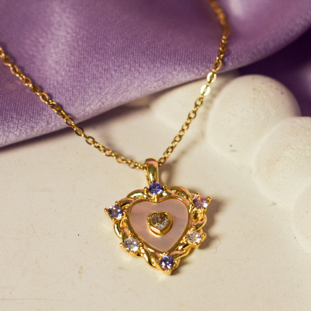 Ivory Heart Golden Necklace - Salty Accessories