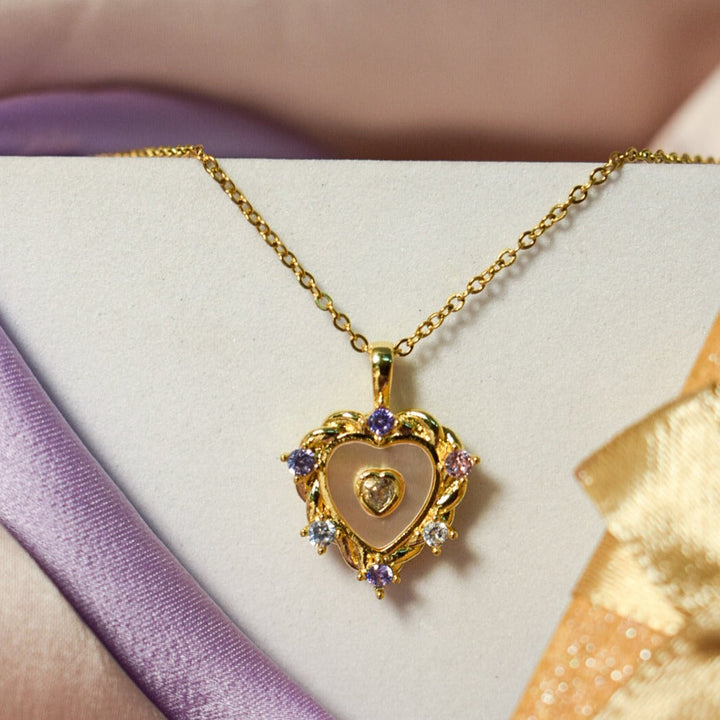 Ivory Heart Golden Necklace - Salty Accessories