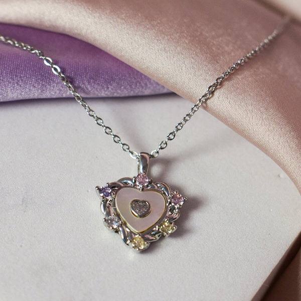 Ivory Heart Silver Necklace
