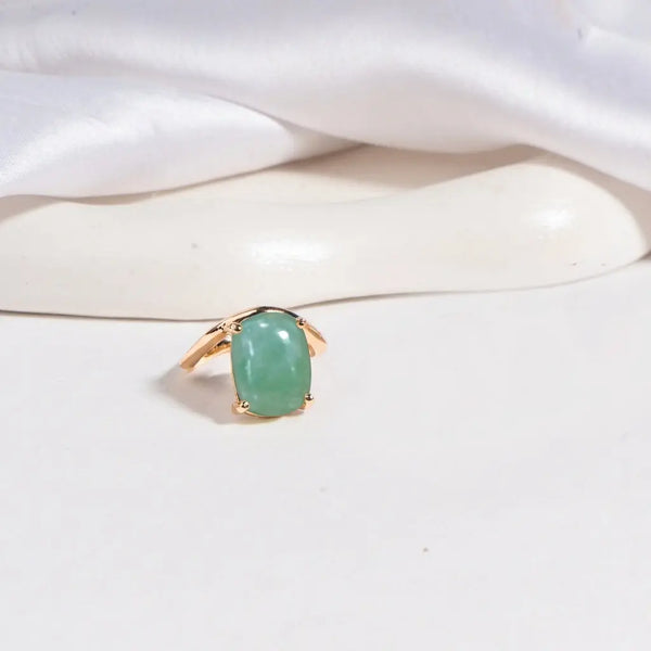 Jade Bloom Golden Petal Ring